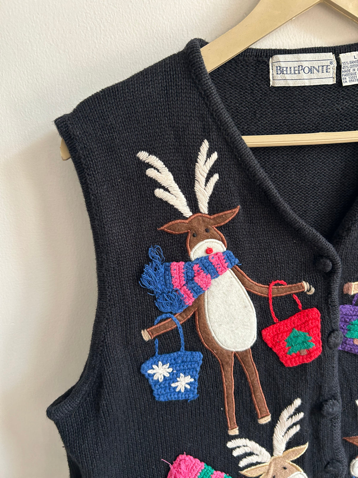 Reindeer Christmas Knit Black Vest