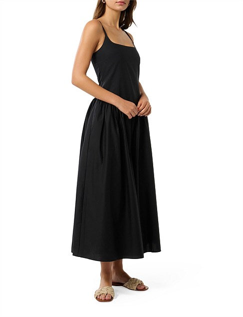 Cotton Square Neck Dress with Pockets