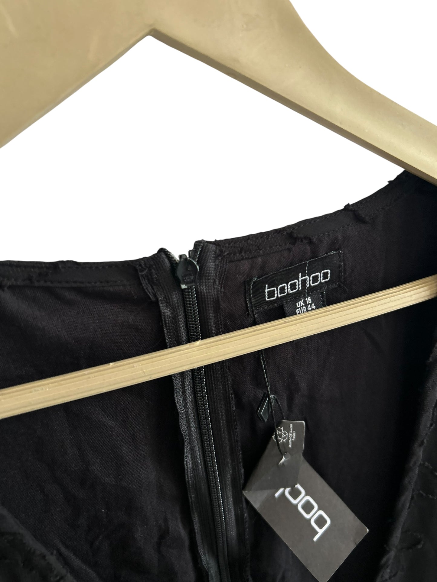 BOOHOO Black Burnout Dress