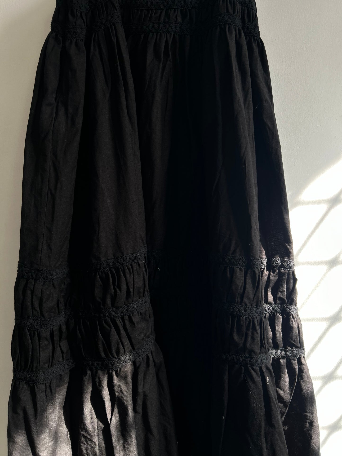 Black LINEN LOOK EMBROIDERED DETAIL MAXI DRESS (Copy)