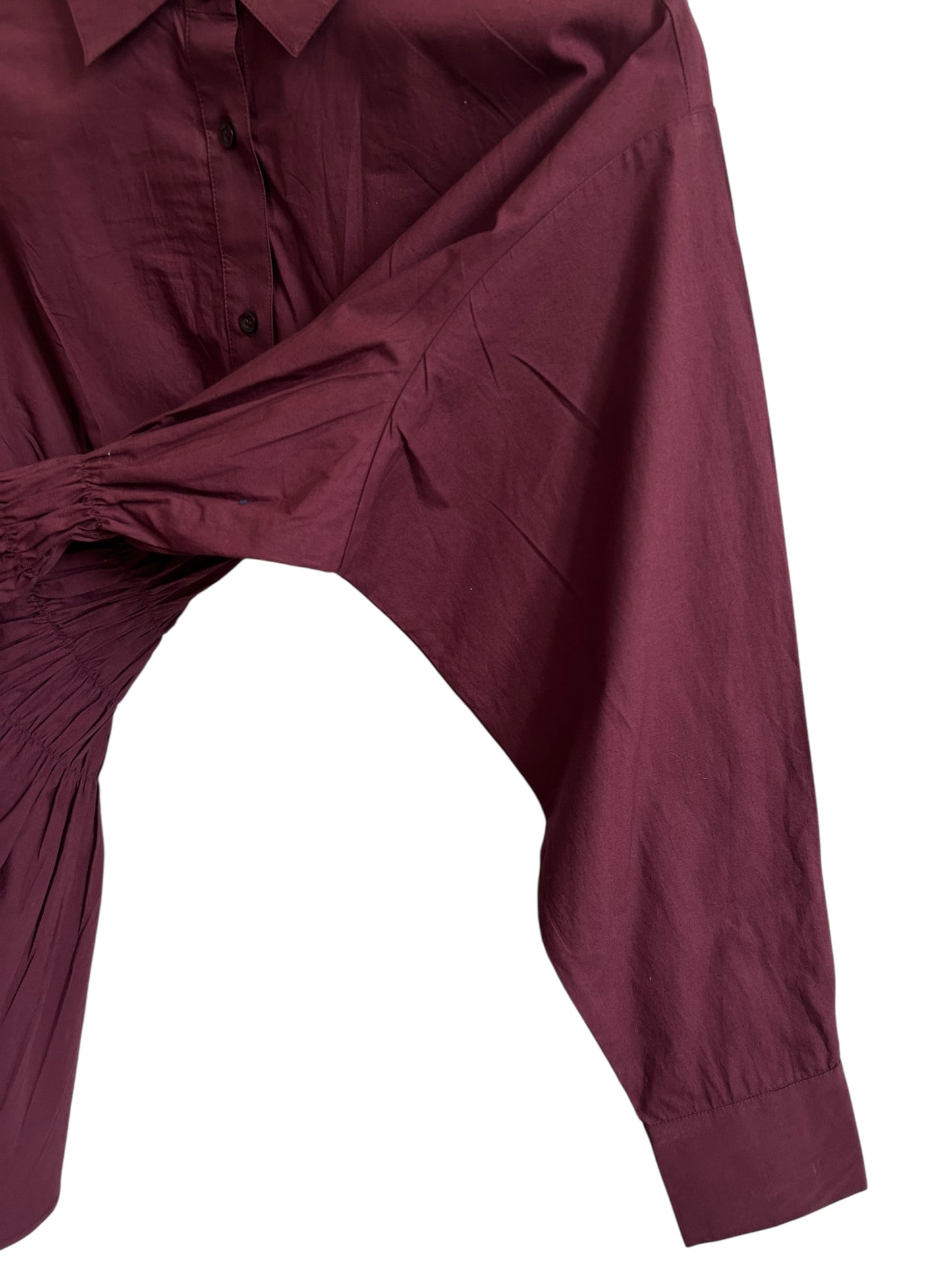 Solid Shirred Waist Shirt