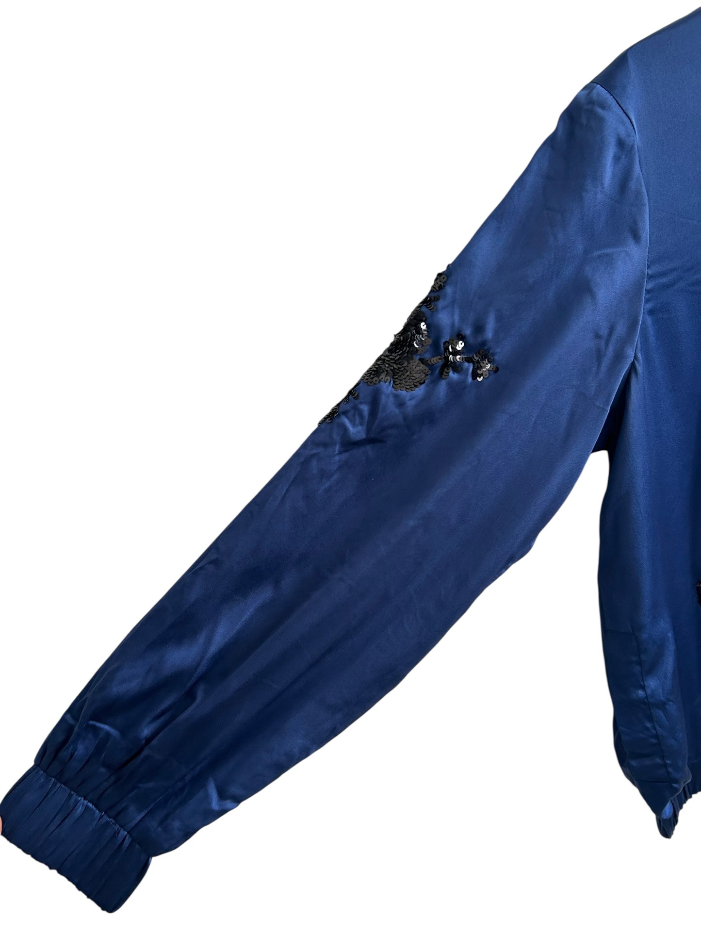 Sequinned Embellished Satin bomber jacket
