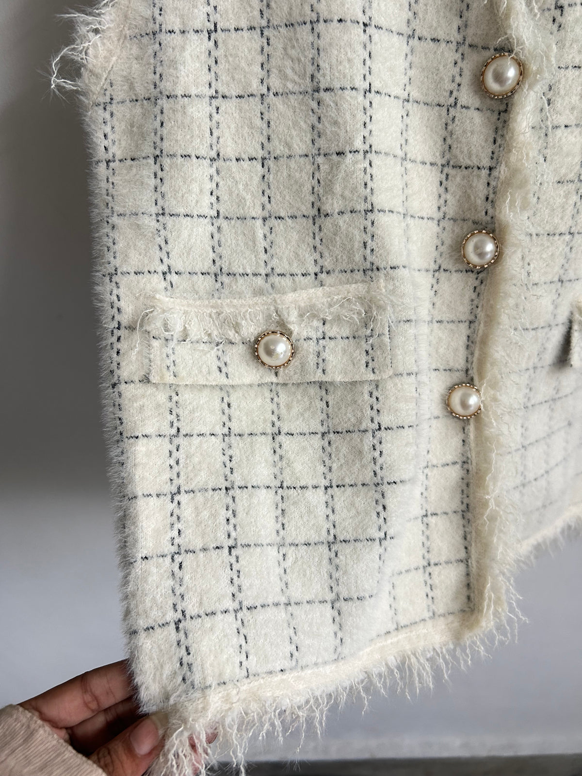 Tweed White Vest: 36”