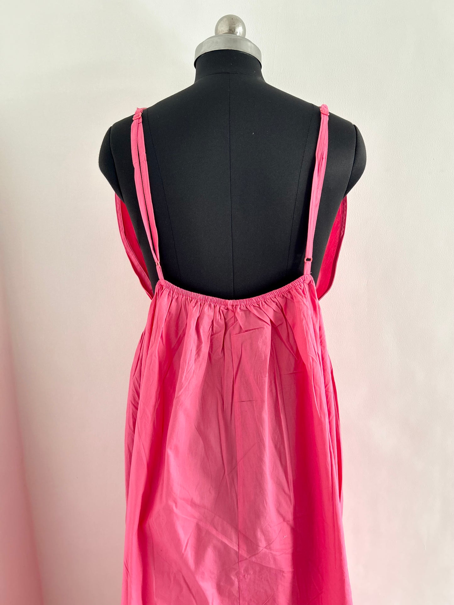Boohoo Cotton Poplin Strappy Maxi Dress in pink
