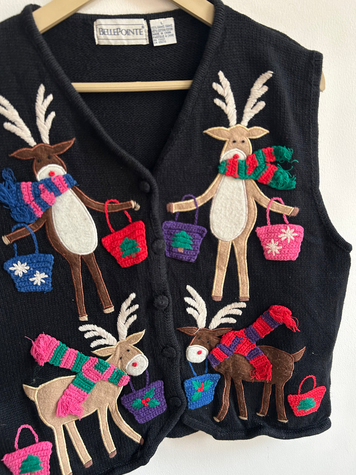 Reindeer Christmas Knit Black Vest