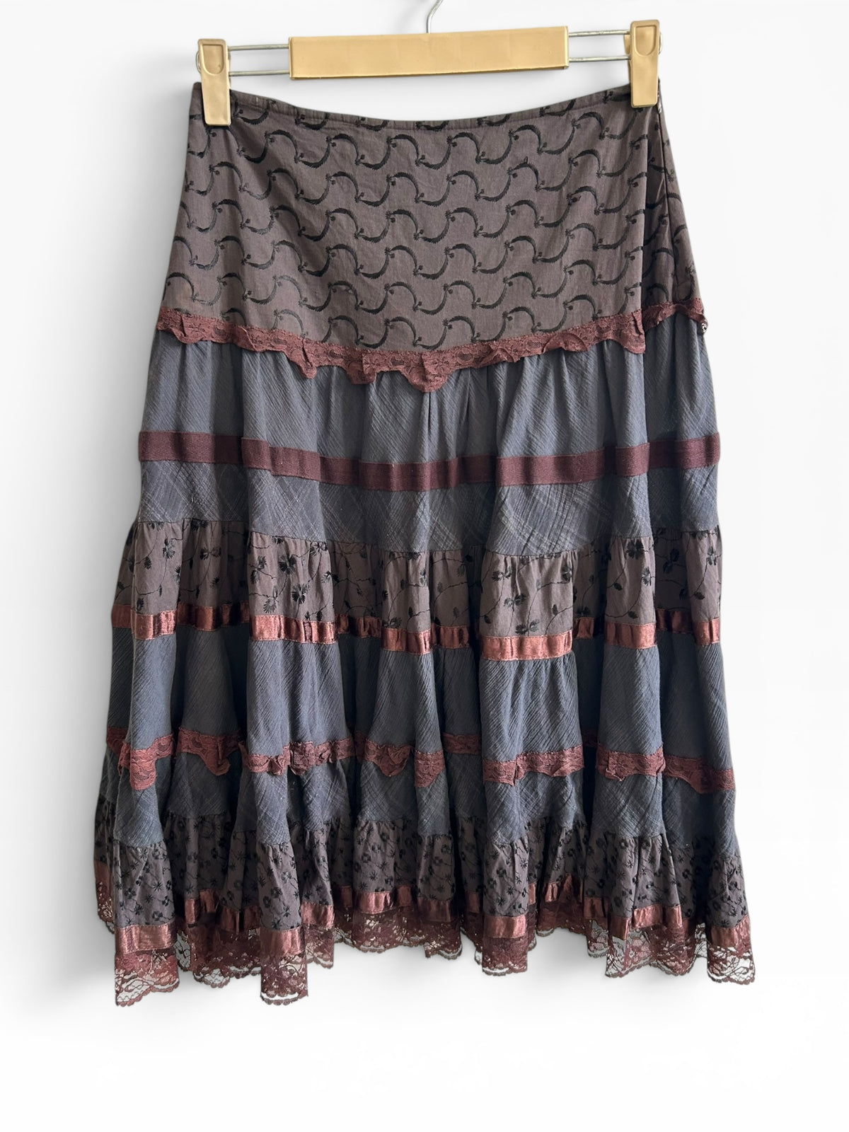 Boho Brown Ruffle Skirt
