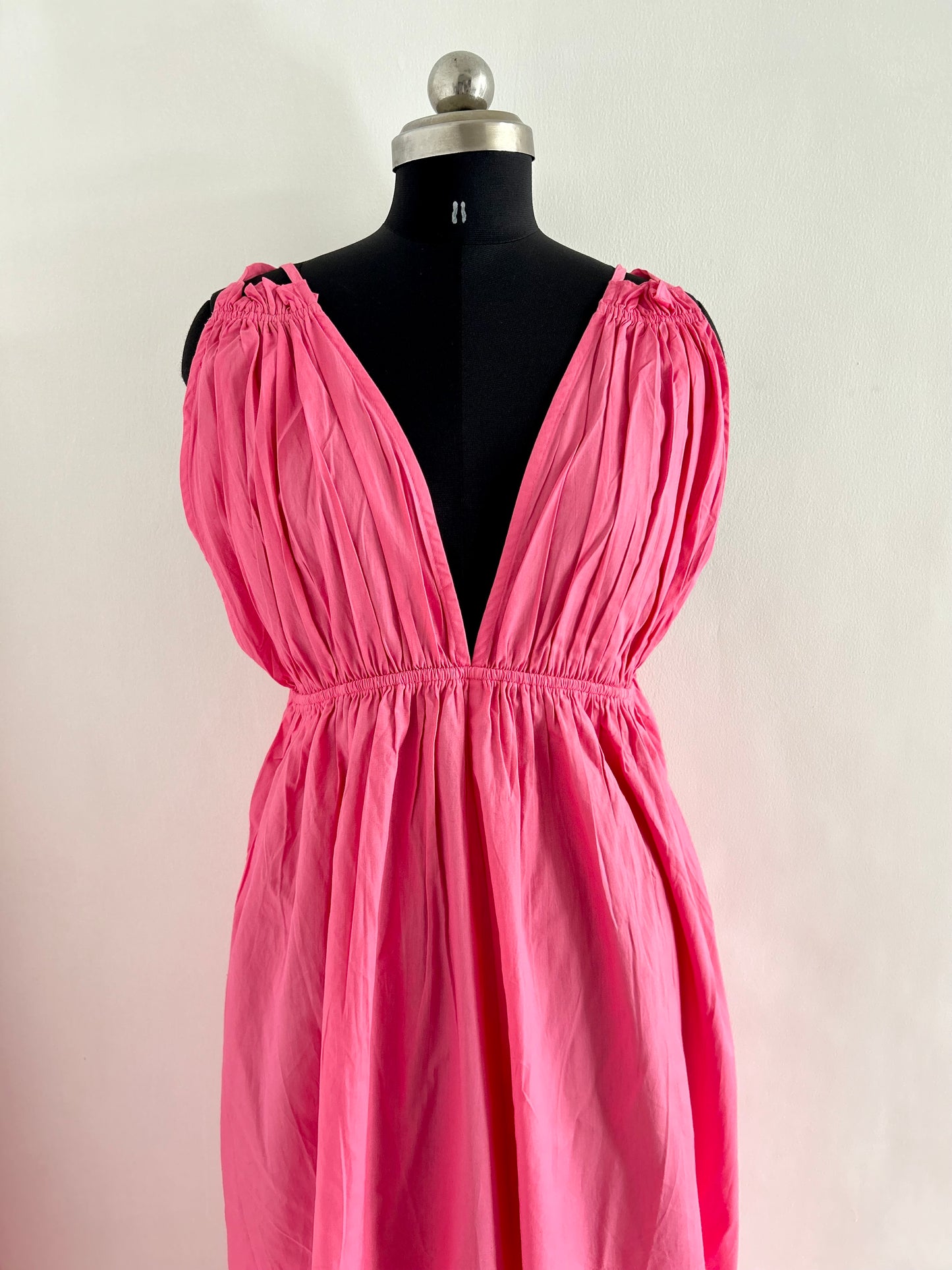 Boohoo Cotton Poplin Strappy Maxi Dress in pink