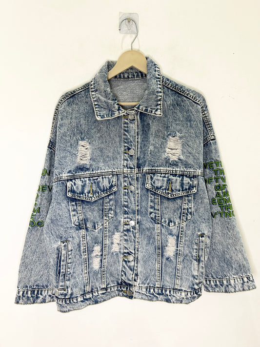 Pearl Embroidered Jean Jacket