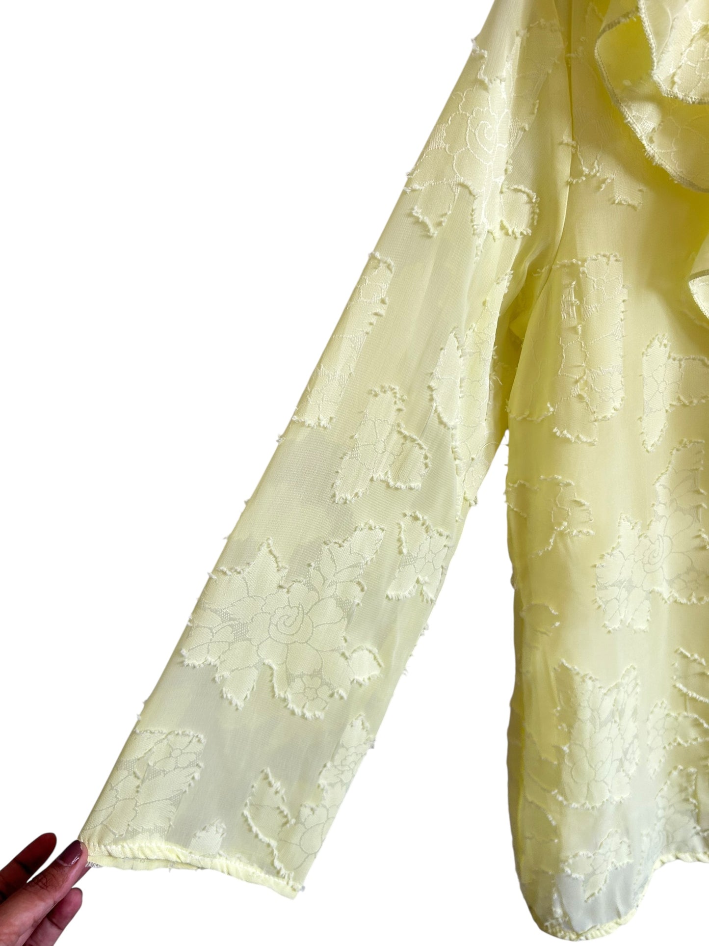 BOOHOO Ruffle Burnout Blouse in a lemon yellow color