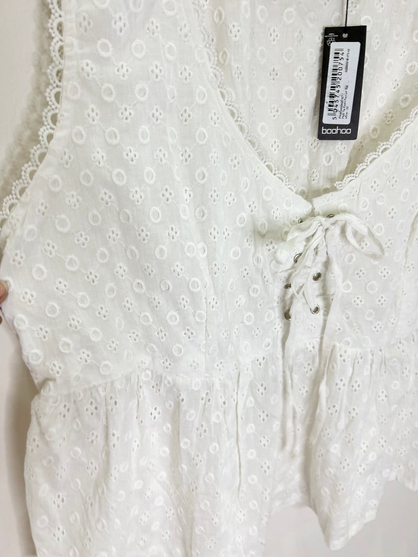 Boohoo White Cotton Top