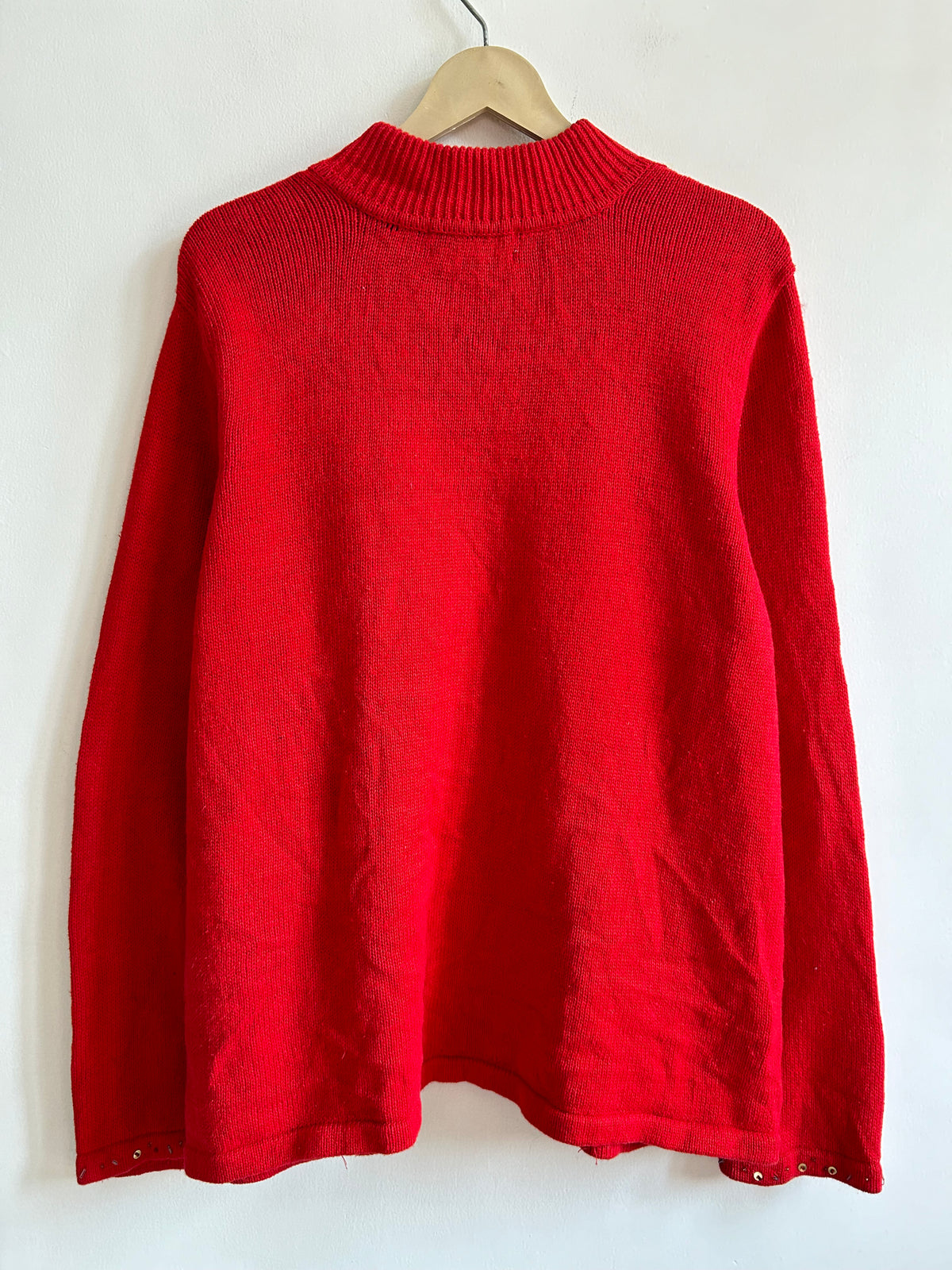 Vintage Red Zip Up Cat Sweater