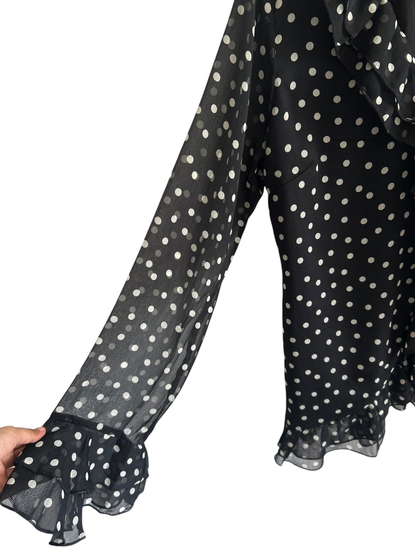 BOOHOO Polka Dot Ruffle Top