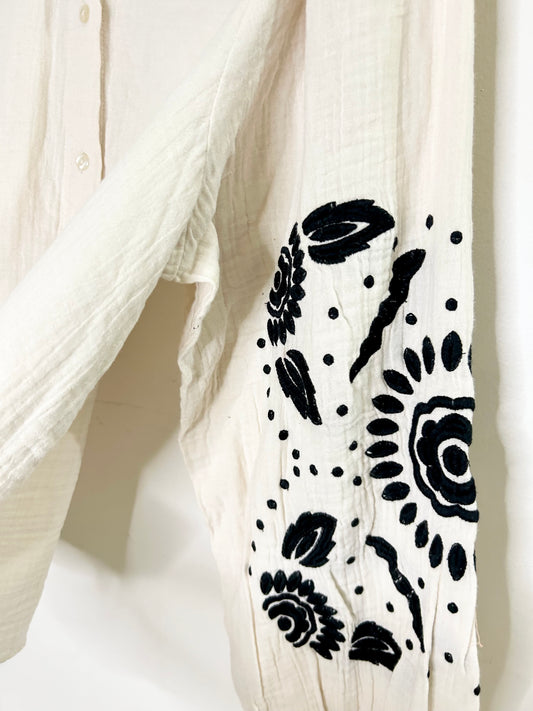 Embroidered Cotton Shirt: Chest- 42”