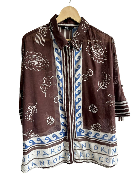 NEXT Greek Print Co Ord Set: Brown