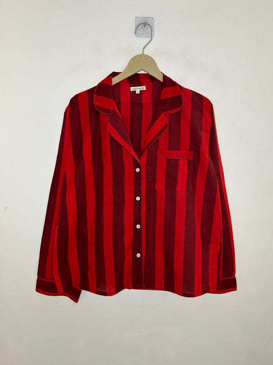 Red Striped Cotton Co-Ord Set (Have Pockets)