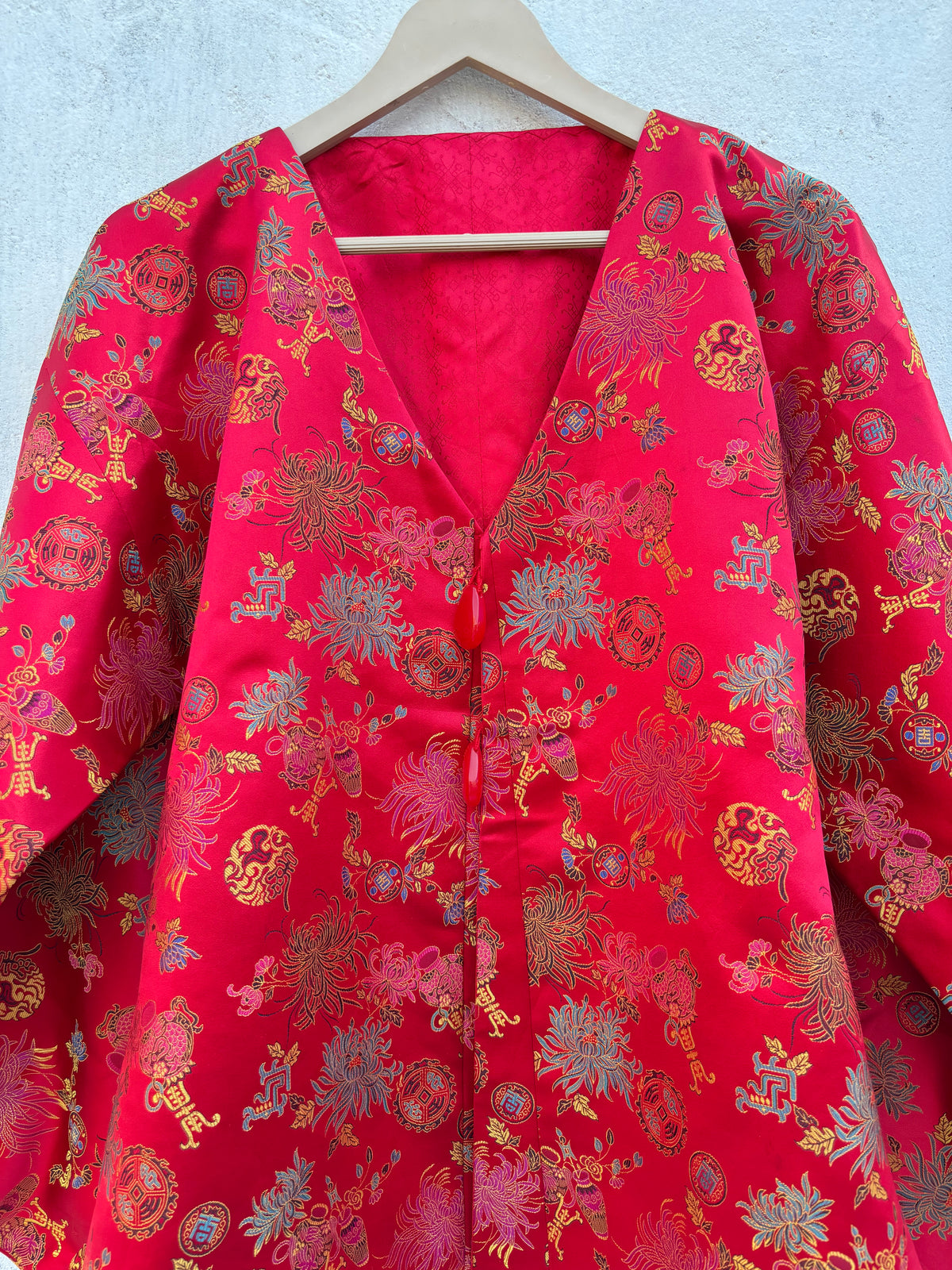 Floral Vintage Red Jacket: 42”