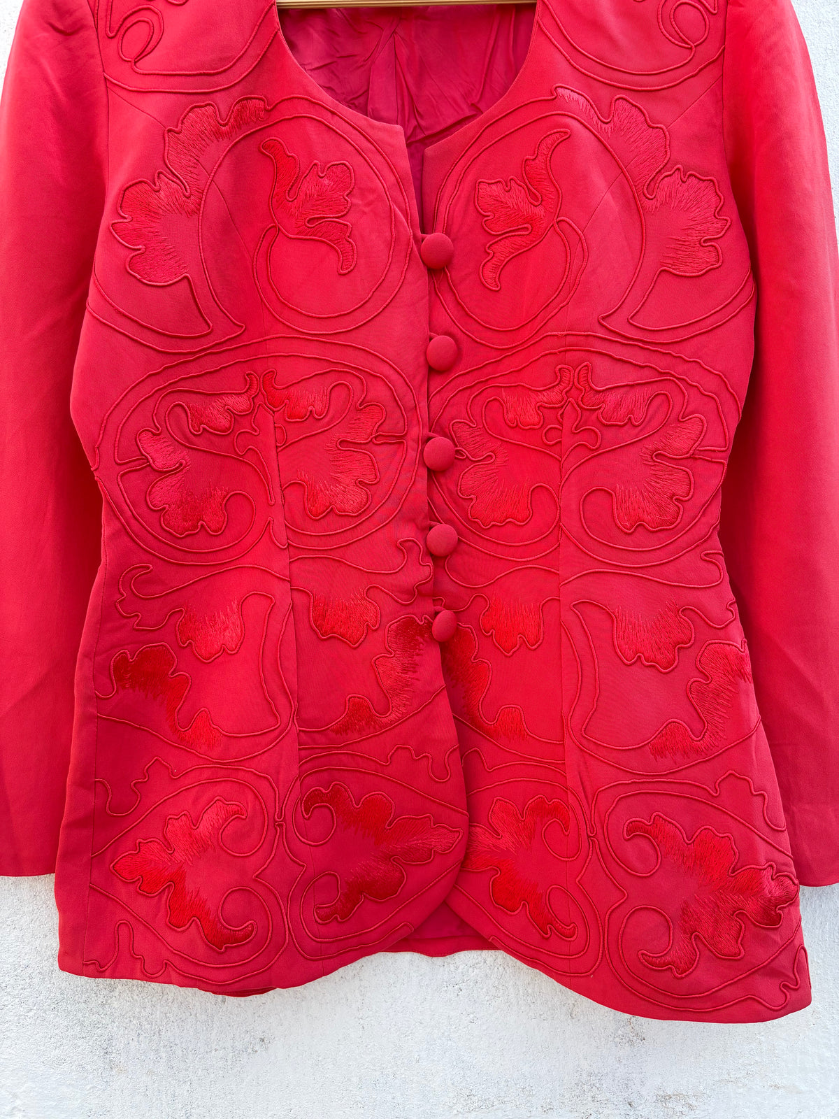 Red Embroidered Vintage Jacket:34”