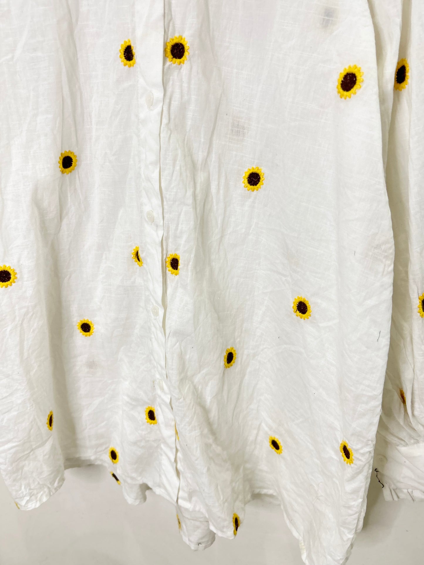White Cotton Sunflower Shirt