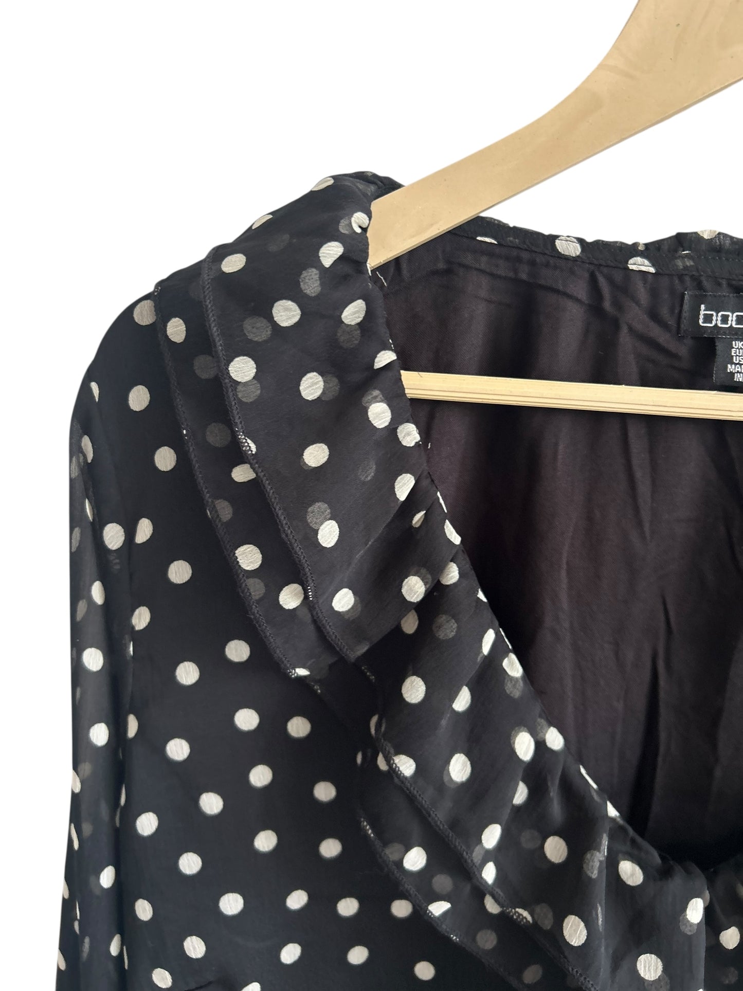 BOOHOO Polka Dot Ruffle Top