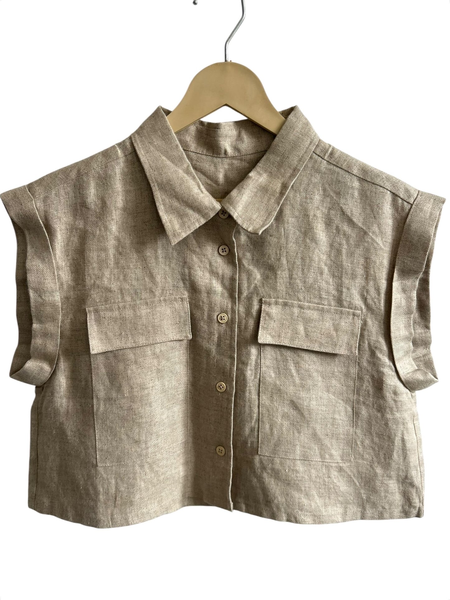 Beige Crop Shirt
