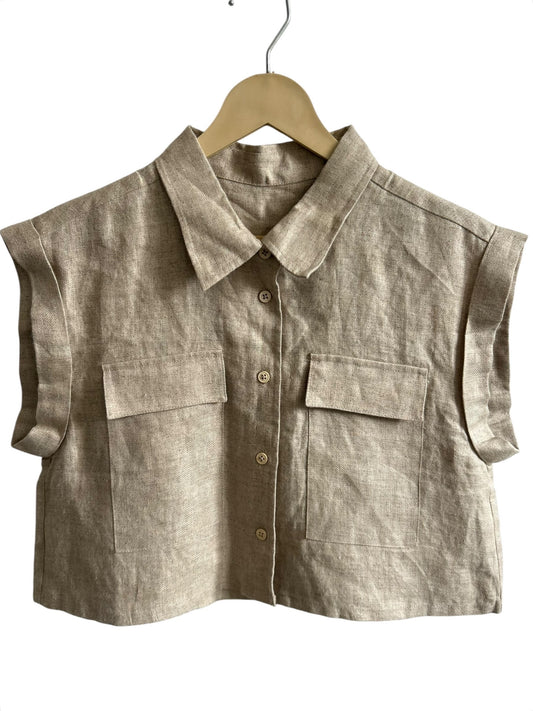 Beige Crop Shirt