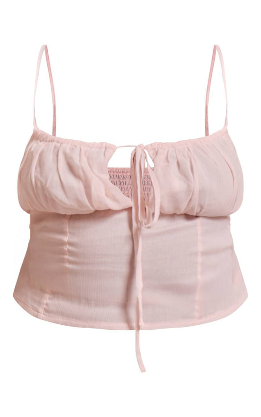 Pretty Little Thing pink ruched bust top