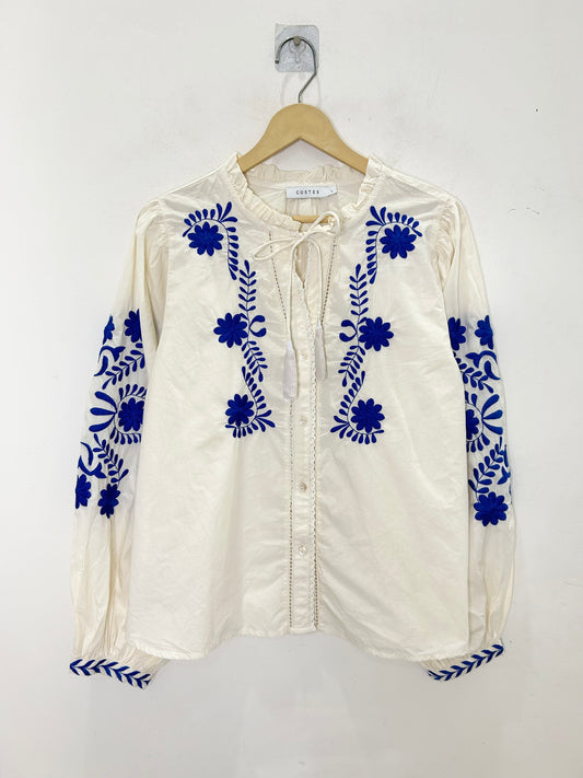 White Cotton Embroidered Blouse