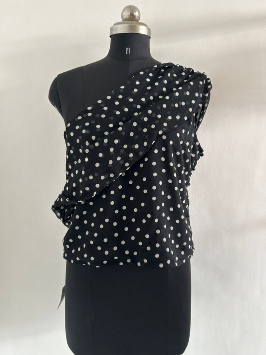 BOOHOO Polka Dot One Shoulder Top