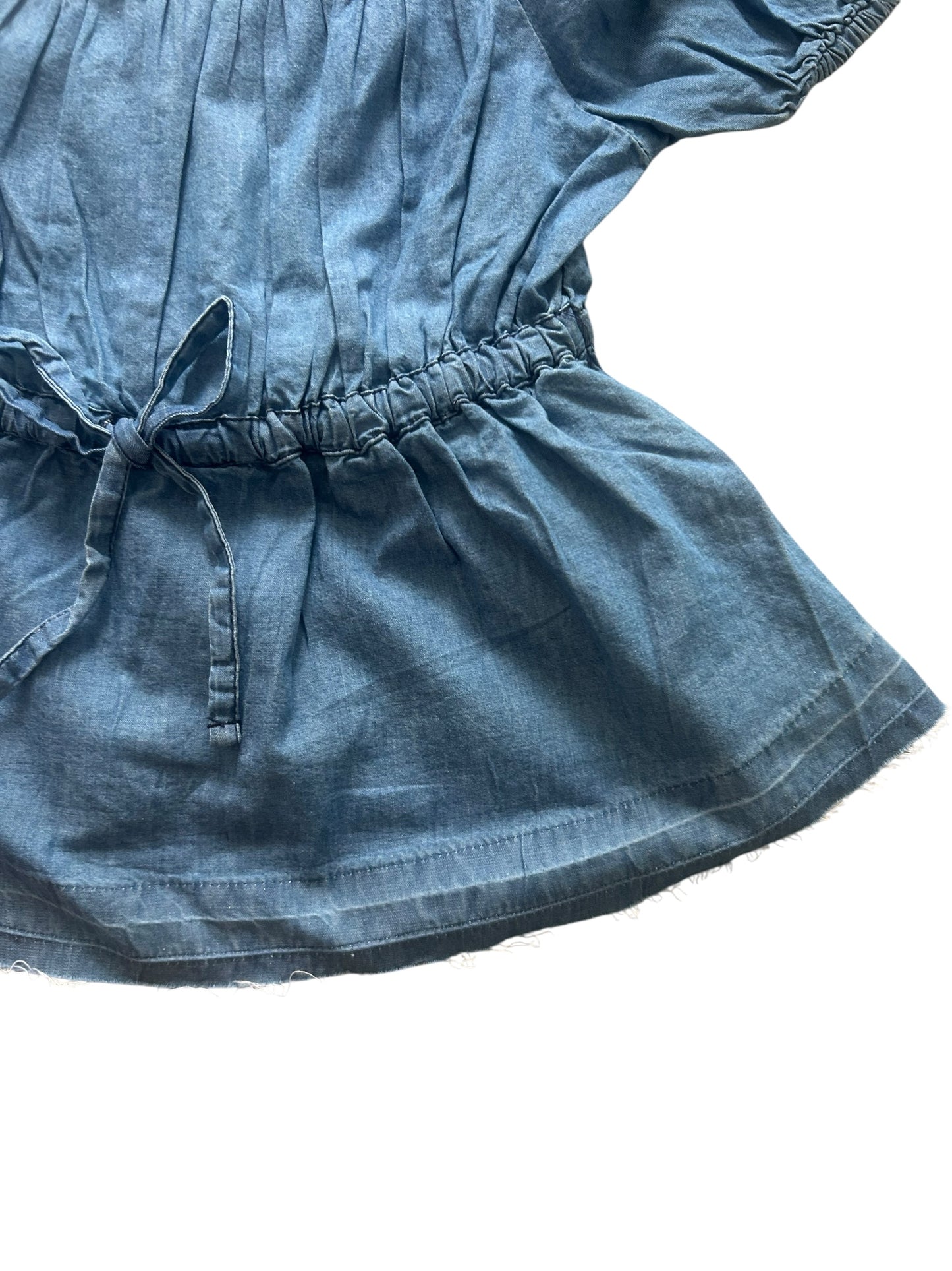 Denim Puff Sleeves Bow Top:42”