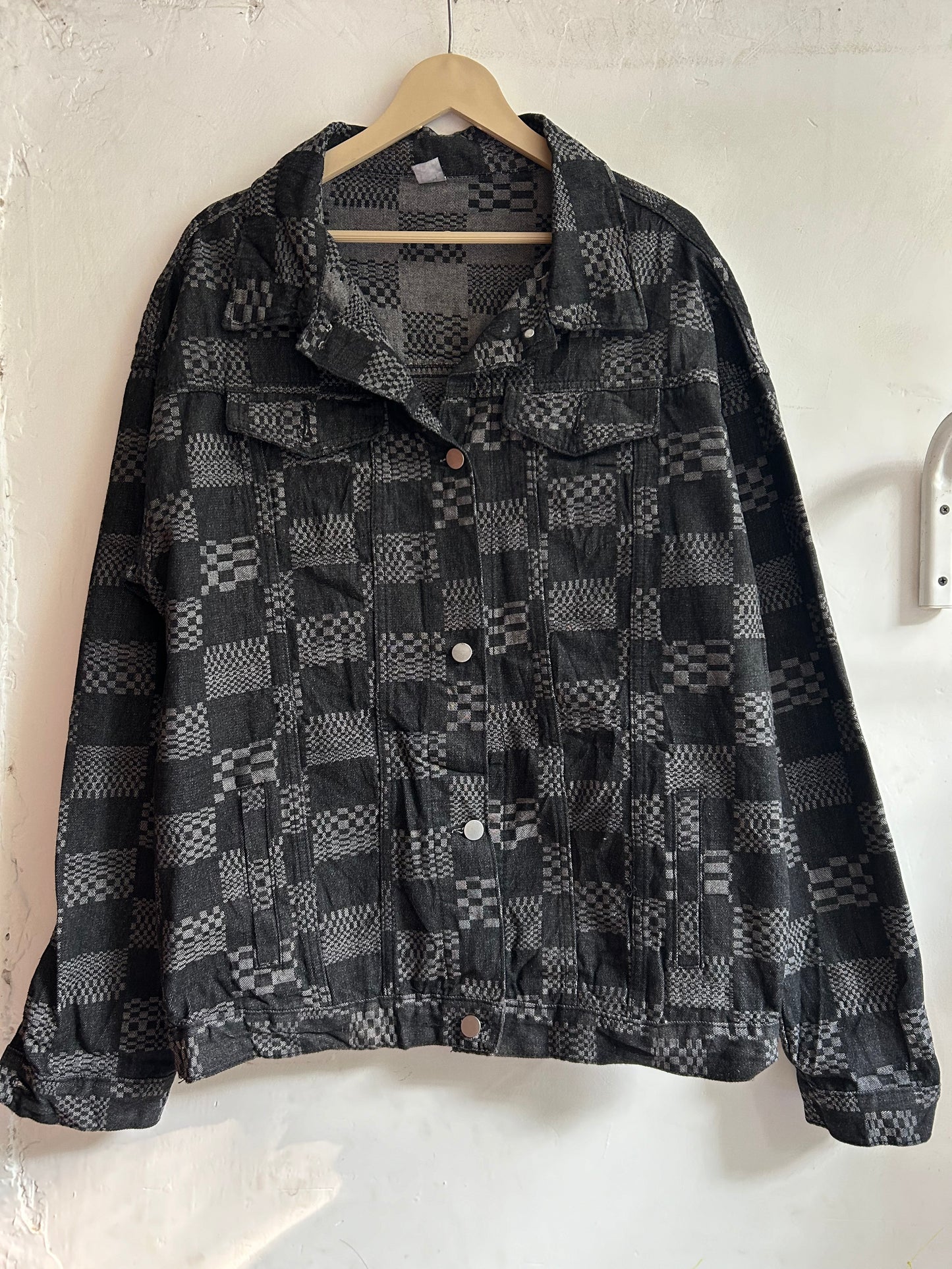 Black Patterned Denim Jacket