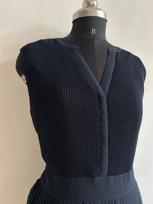Navy Blue Pleated Dress: 42”