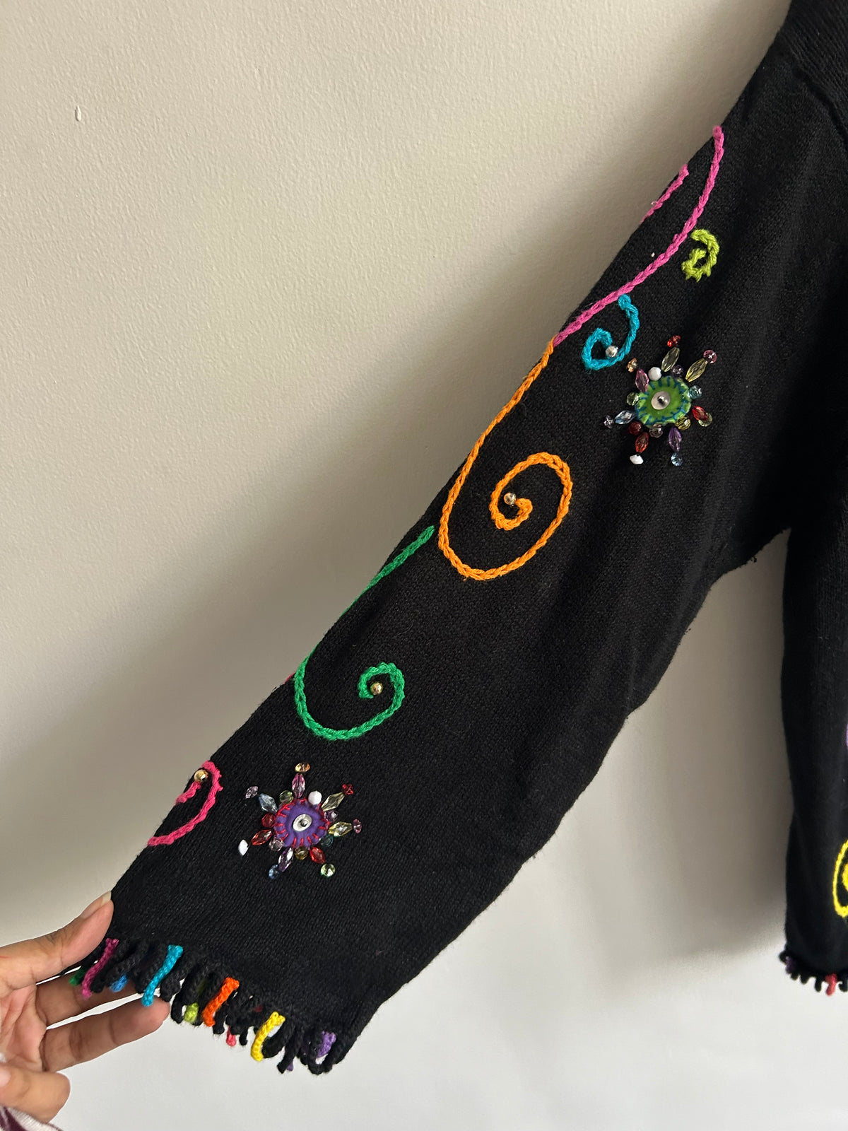 Vintage Beaded Swirl Knit Sweater