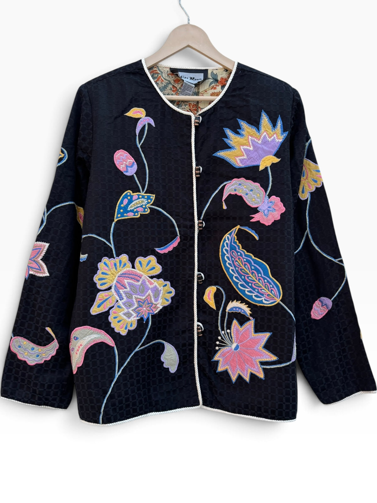 Vintage Black Floral Jacket: 44”