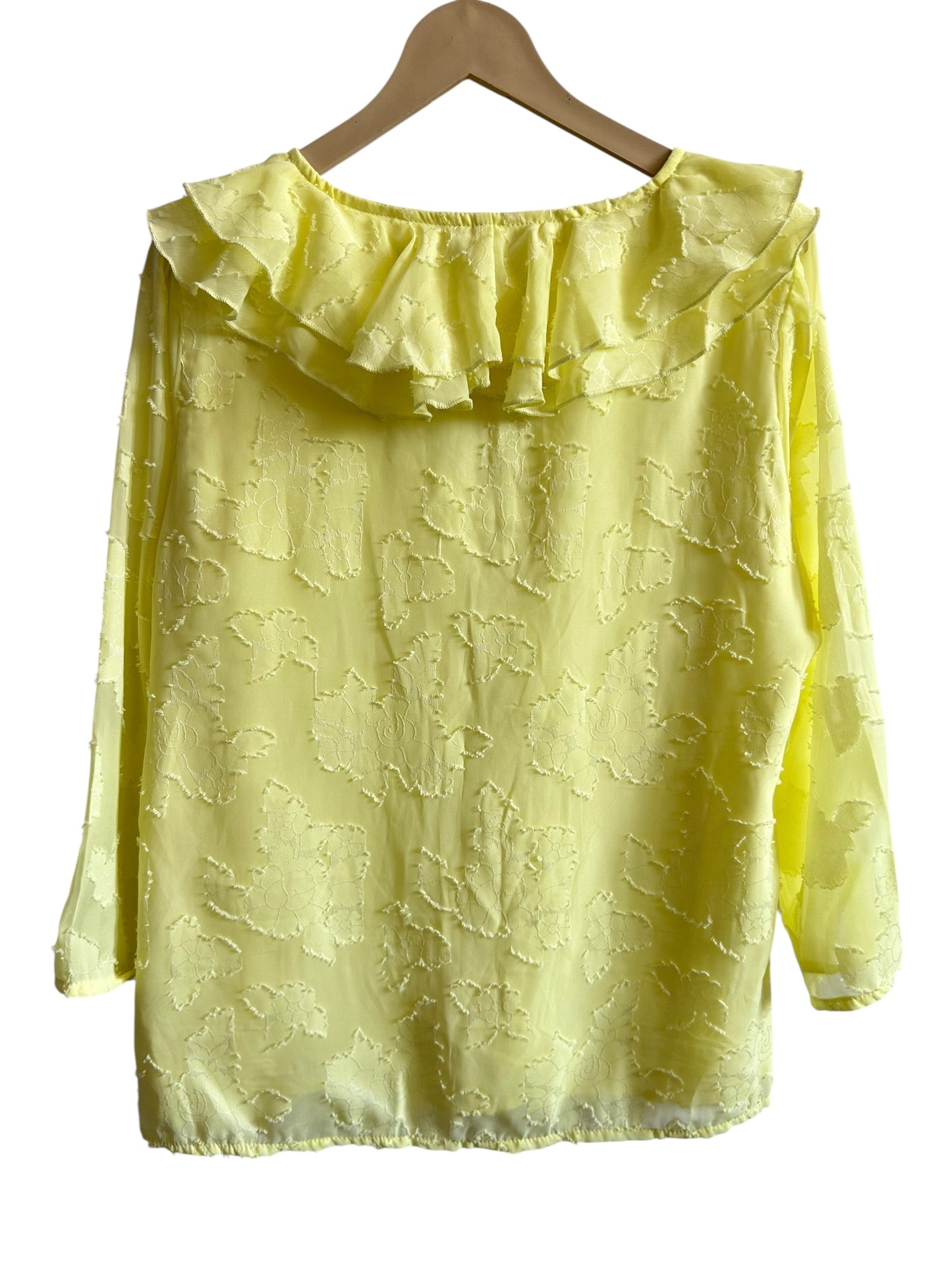 BOOHOO Ruffle Burnout Blouse in a lemon yellow color