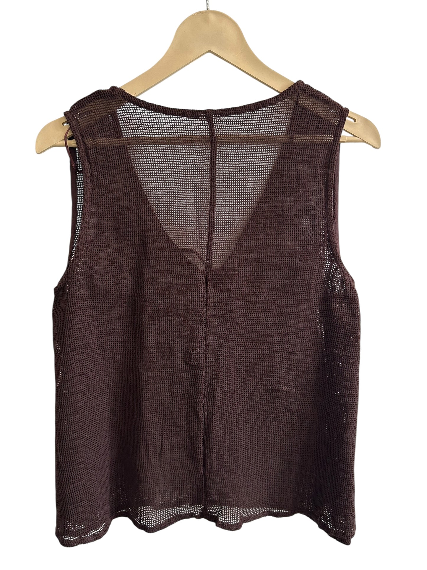 Brown Mesh Knot Top