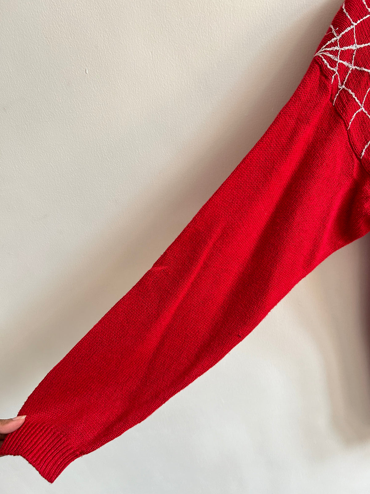 Halloween Witch Bear Knit Red Sweater