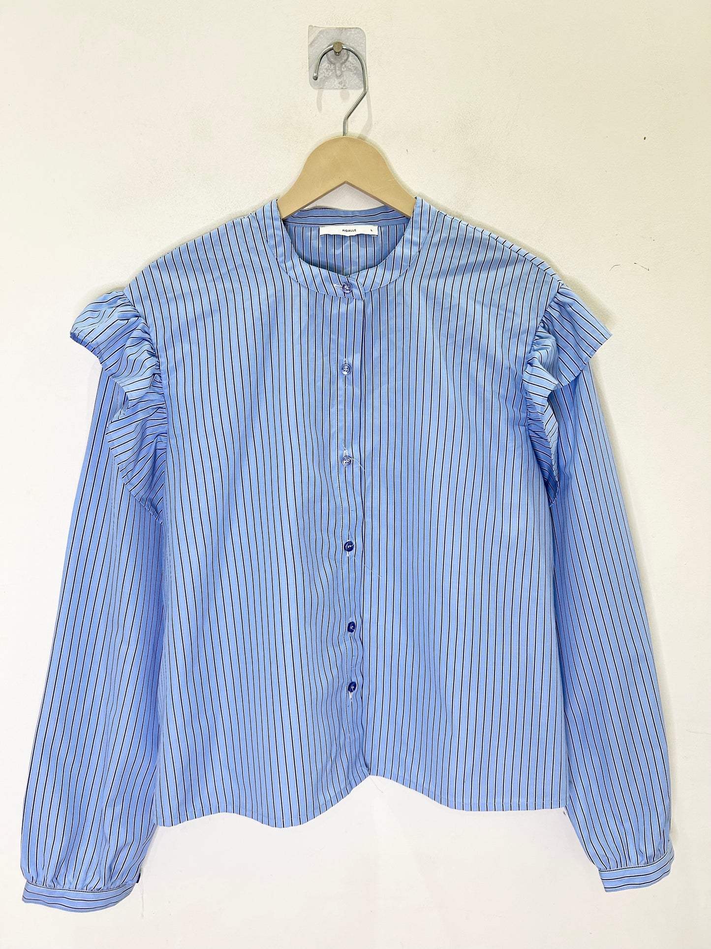 Striped Shoulder Ruffle Top