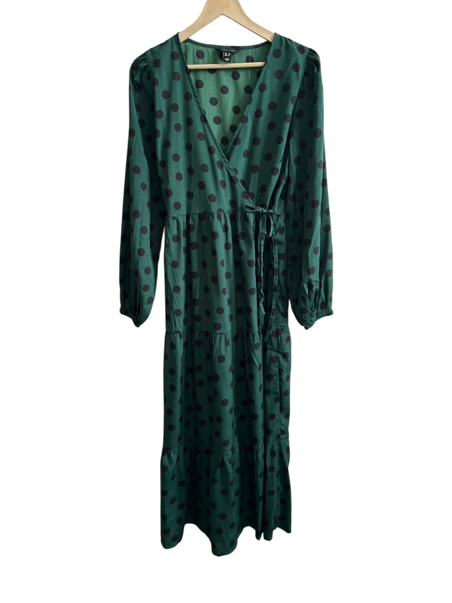 NEW LOOK Green Polka Wrap Dress