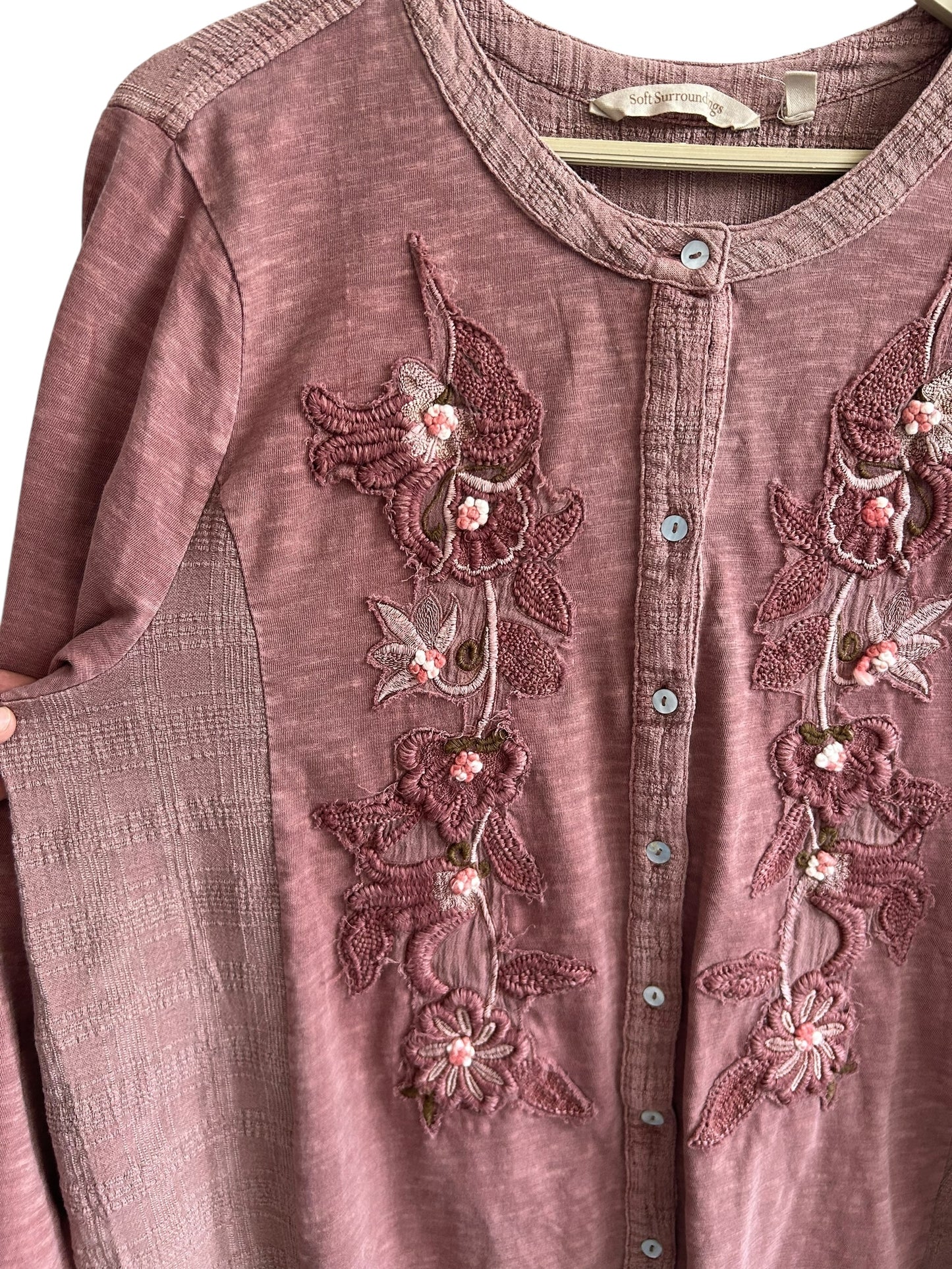 Floral Cotton Beaded Shirt