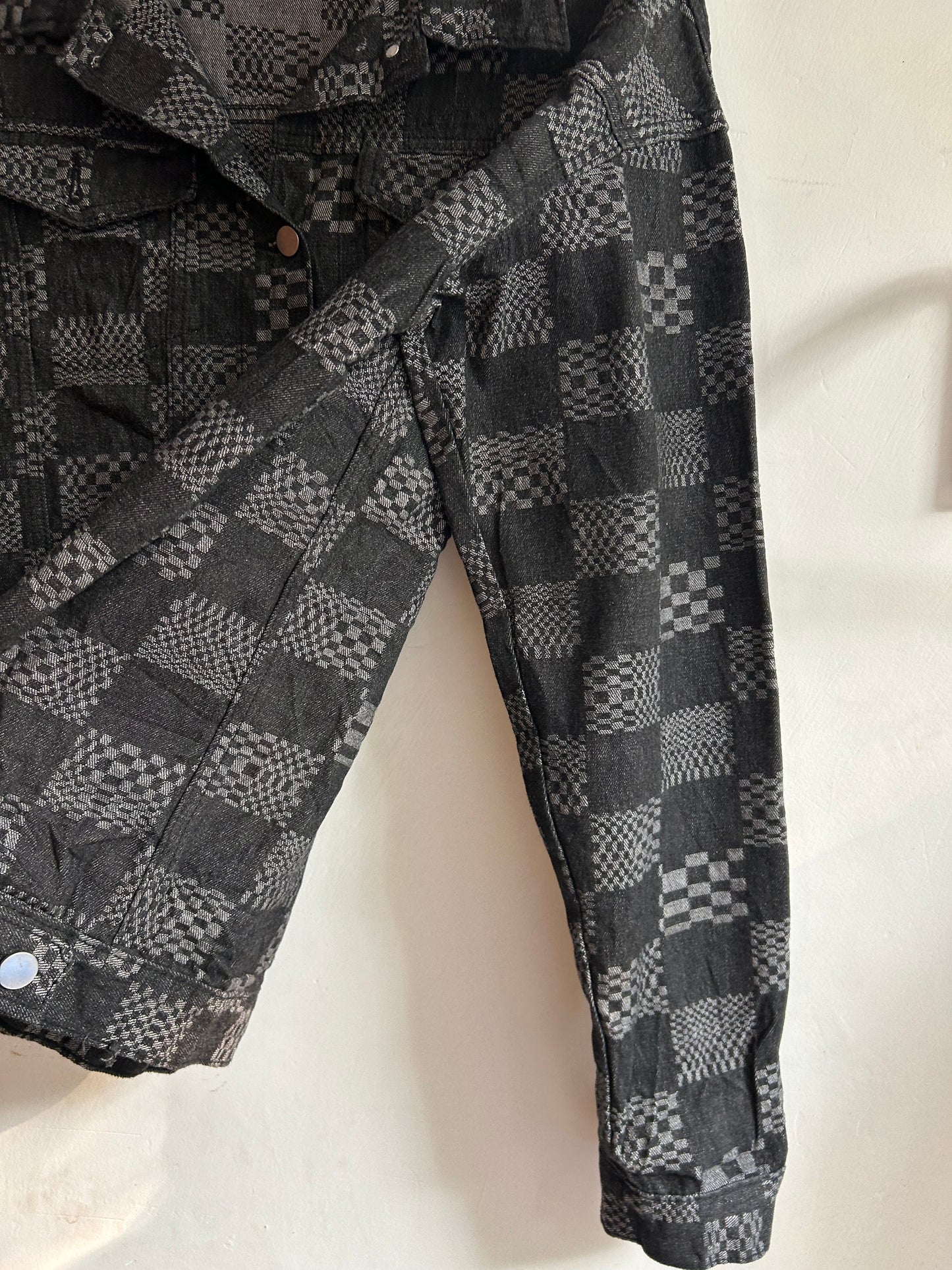 Black Patterned Denim Jacket