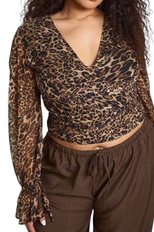BOOHOO Chiffon Tie Cuff Blouse