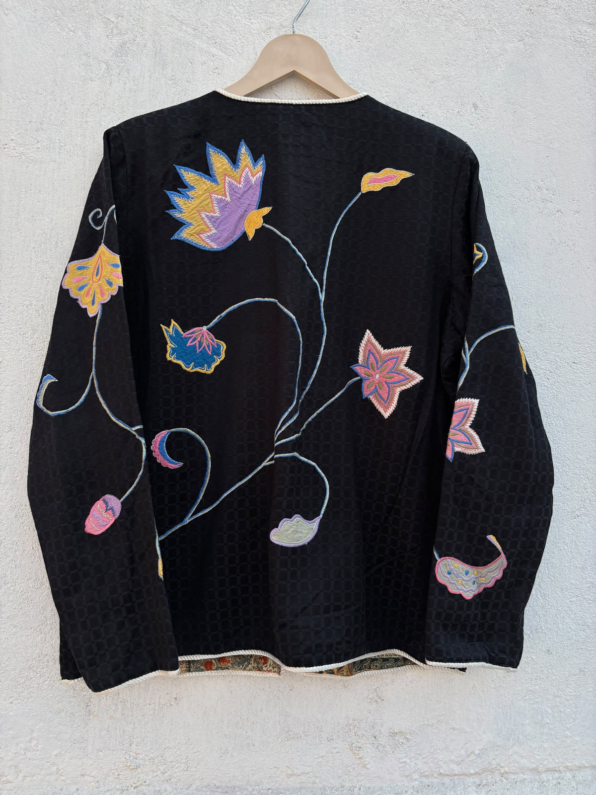 Vintage Black Floral Jacket: 44”