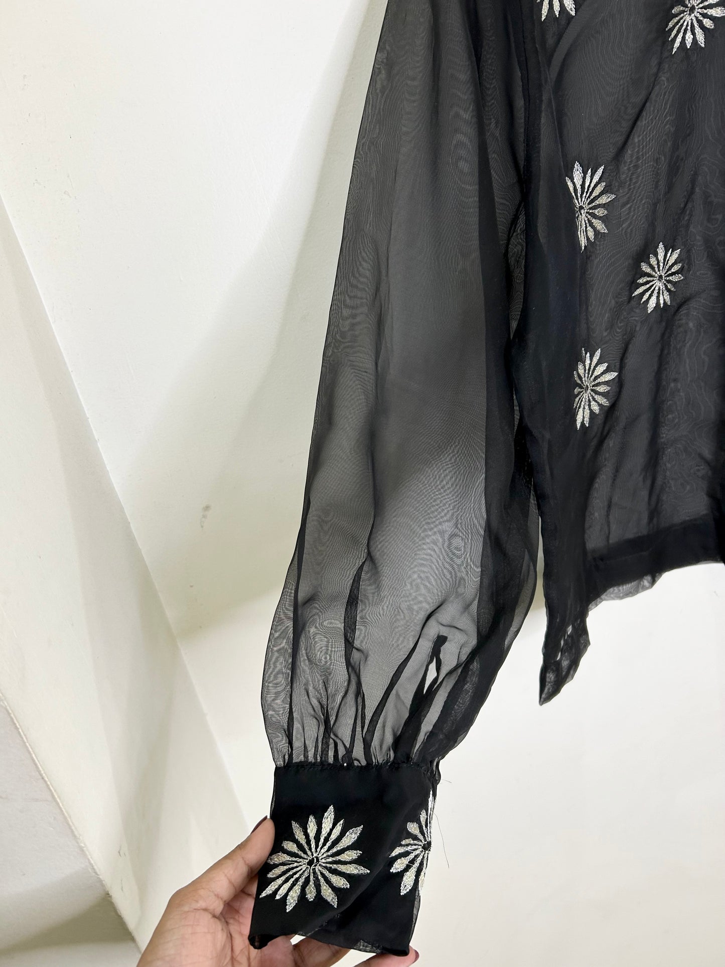 Mesh Silver Embroidered Shirt