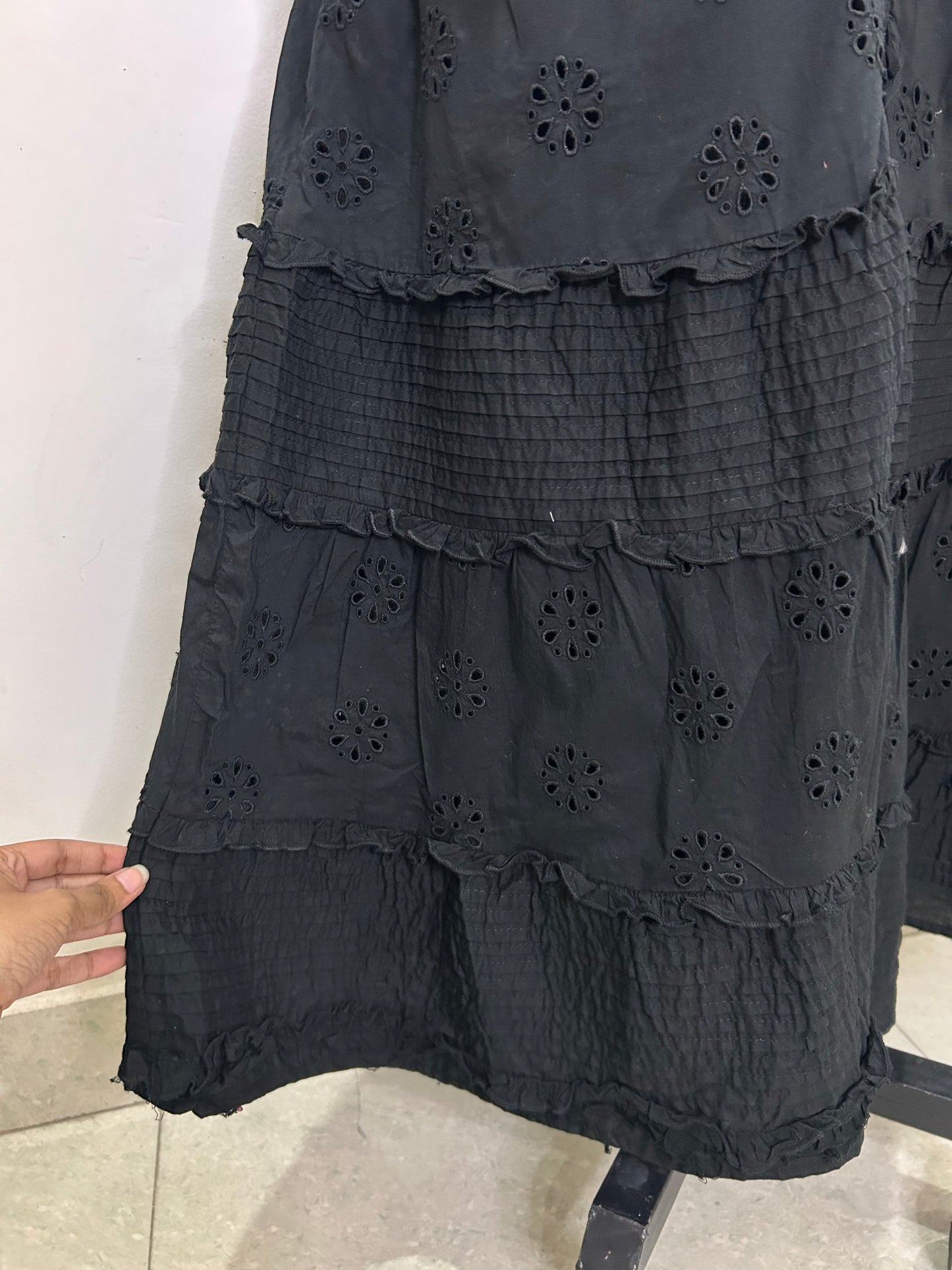 Gap Ruffle Hem Eyelet Maxi Dress