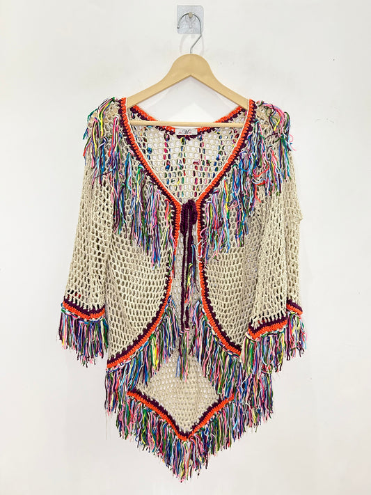 Fringe Crochet Shrug: Bust-46”