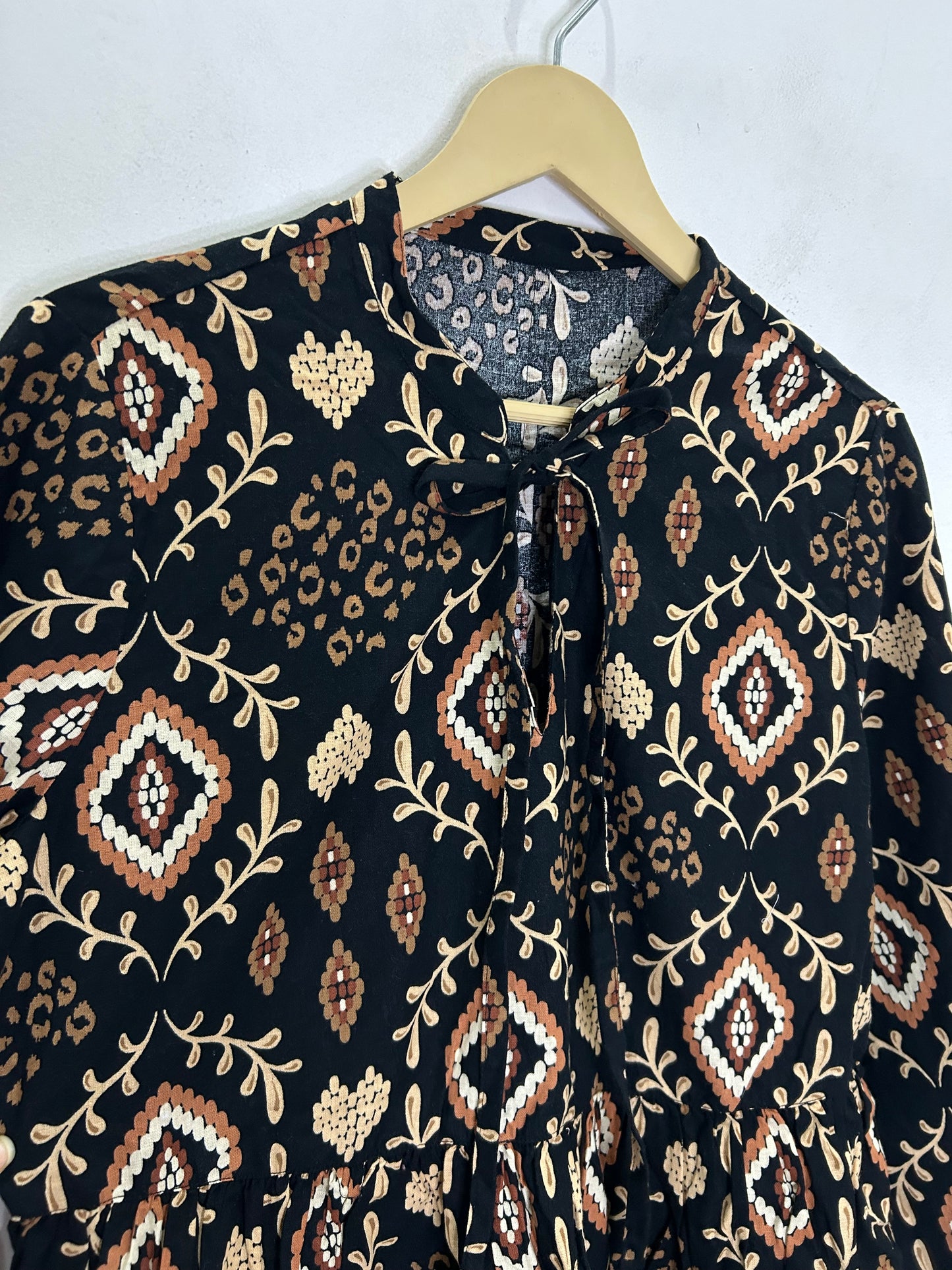 Cotton Brown Knot Blouse Top