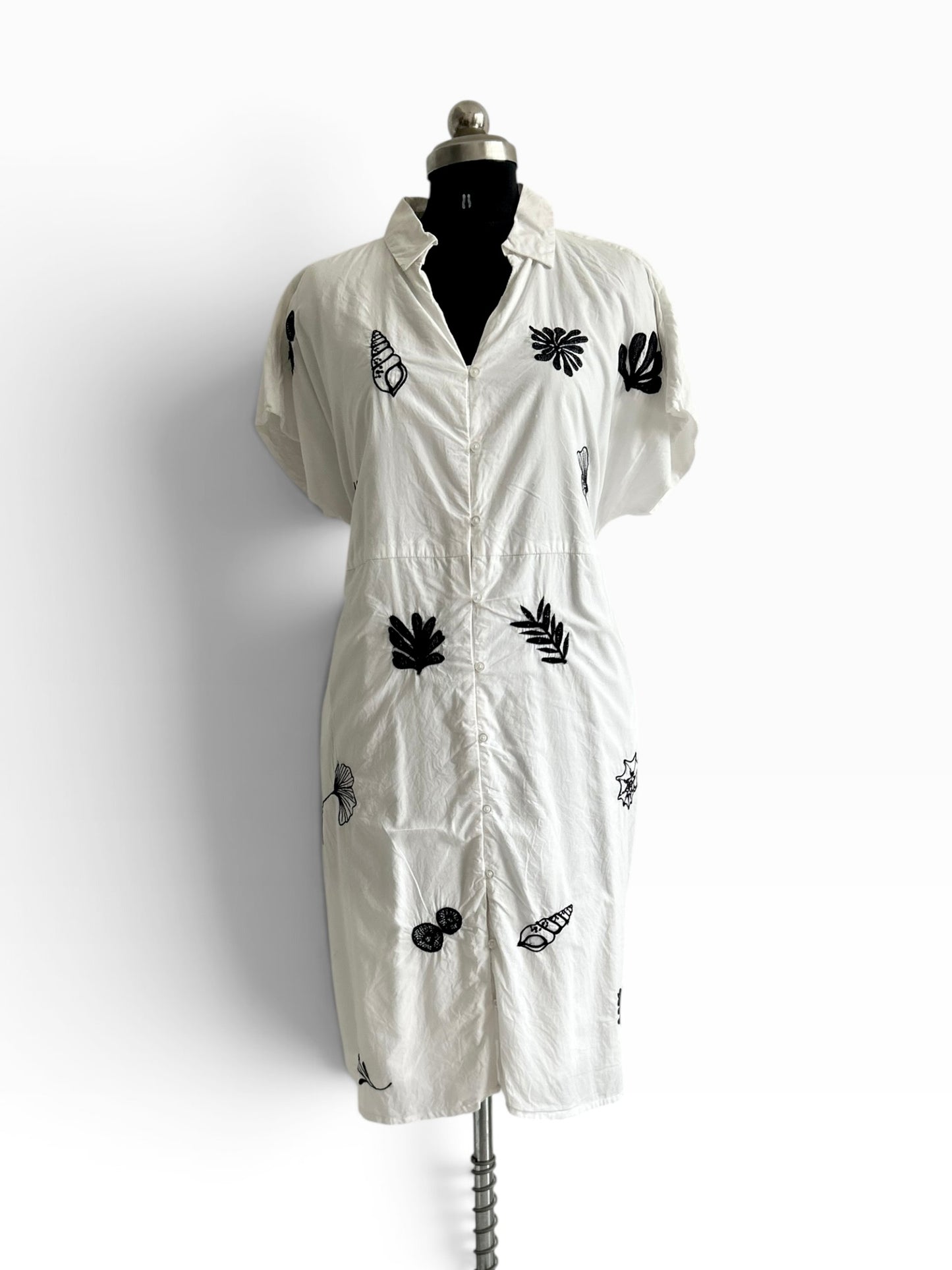 White Cotton Embroidered Dress