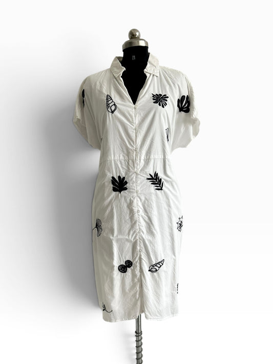 White Cotton Embroidered Dress