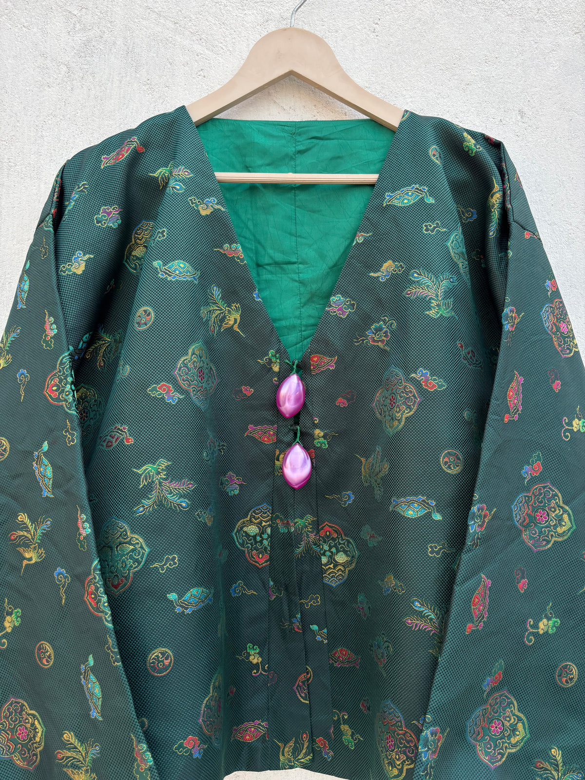 Green Vintage Floral Jacket: 46”