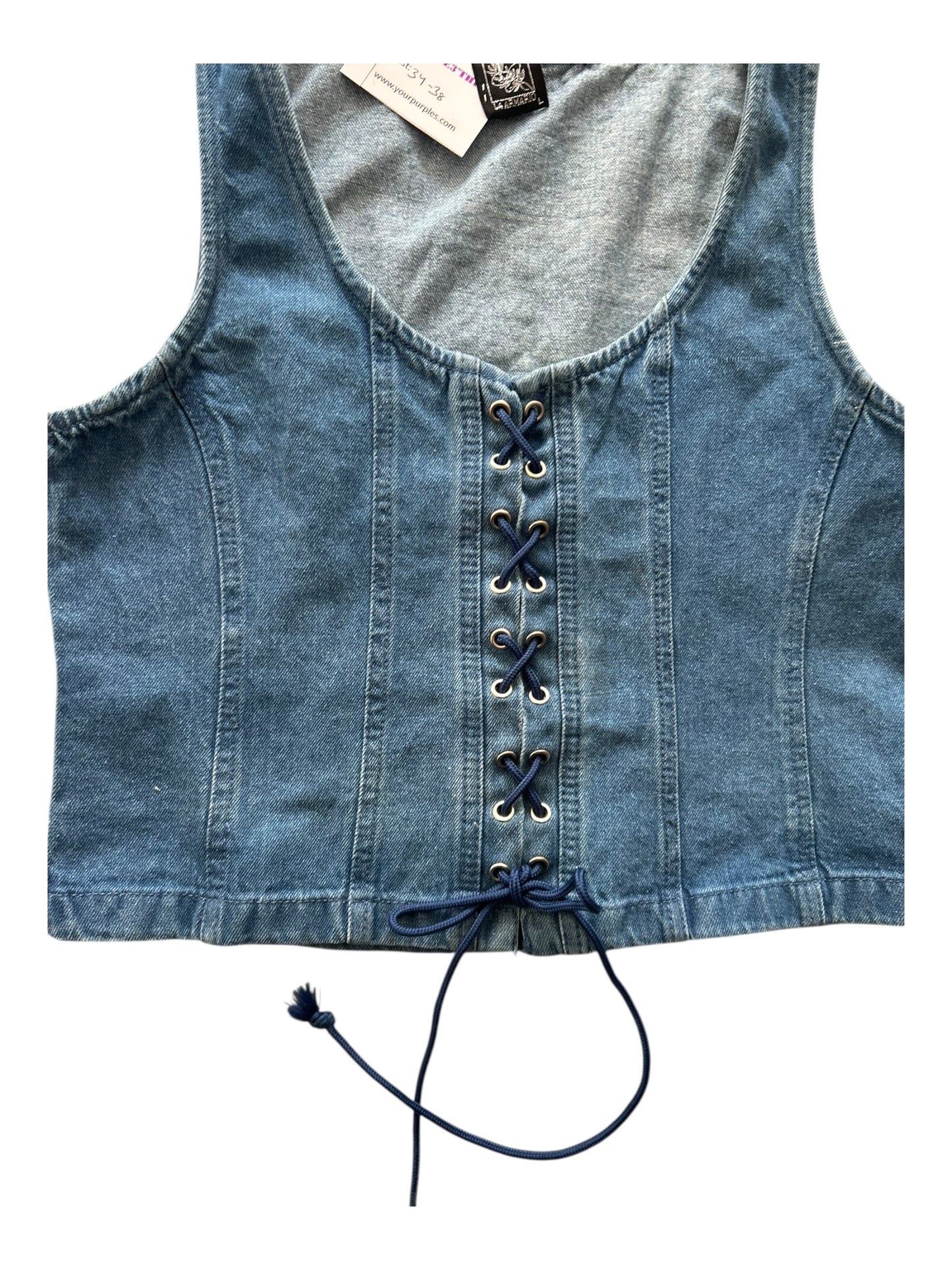Blue Lace Up Denim Top:38”